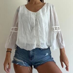 White silk boho blouse feminine